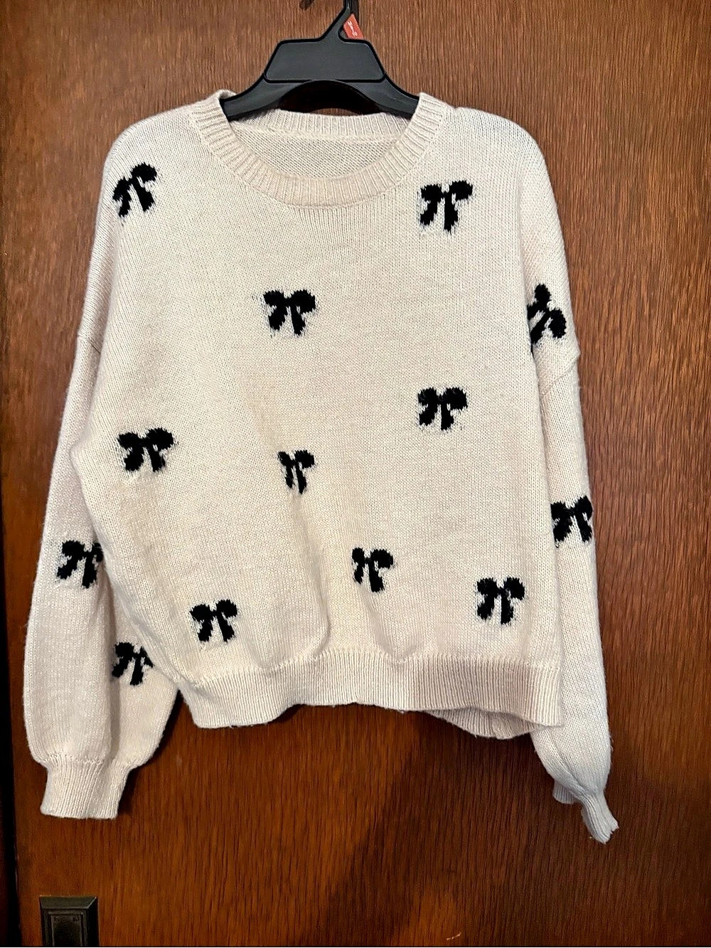 SHEIN Bow Print Crew Neck Sweater Size Medium
